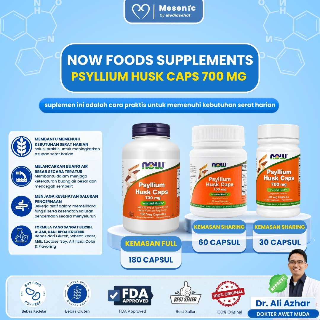 NOW Psyllium Husk 700mg - Untuk Kesehatan Usus