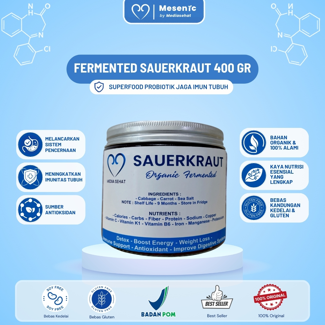 Sauerkraut - Organik Fermentasi 400gram - Probiotik Alami dari Potongan Kol Ungu