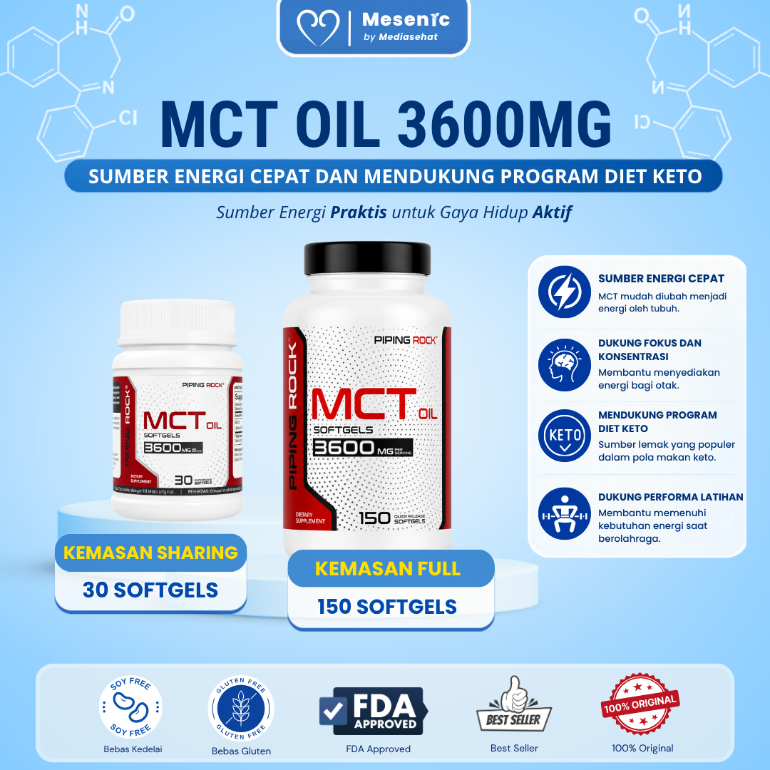 Piping Rock MCT Oil Softgels | Dukung Energi & Diet Keto