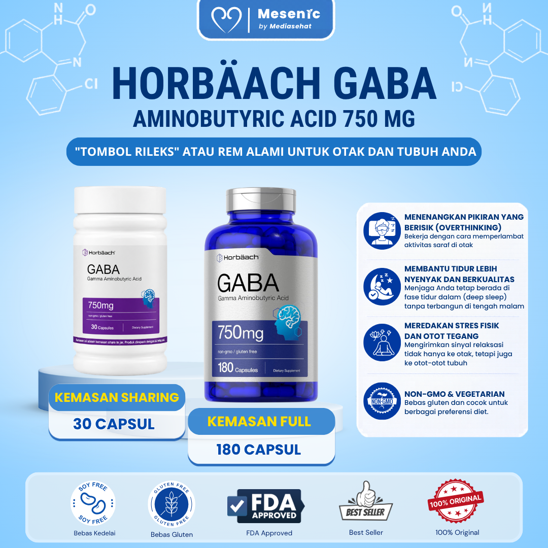 Horbäach GABA Supplement 750mg Gamma Aminobutyric Acid