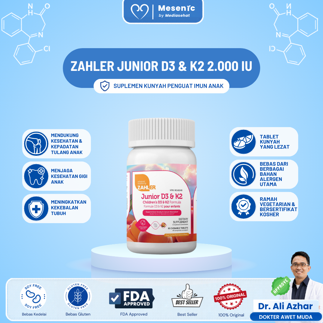 Zahler Junior Vitamin D3 + K2 2000 IU for Kids | Permen Kunyah